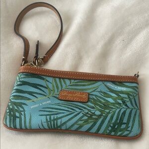 Dooney & Bourke Blue and Brown Tropical Clutch